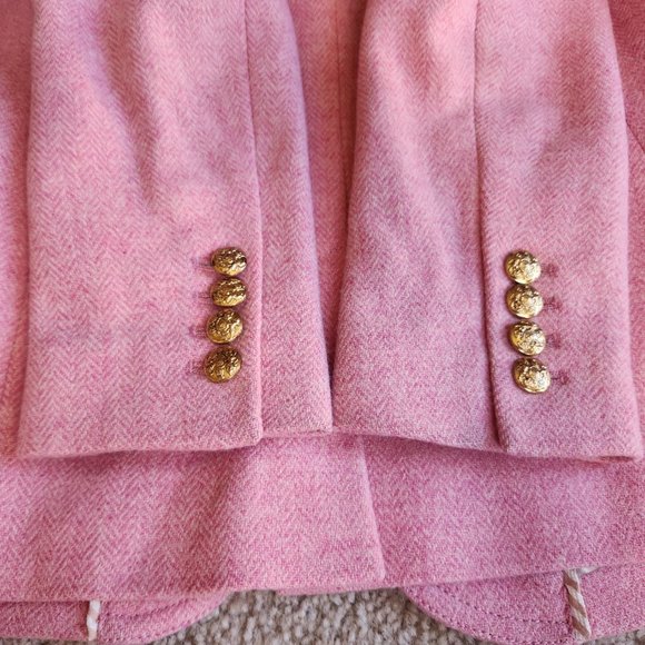 100% wool pink herringbone Schoolboy blazer - Picture 4 of 16